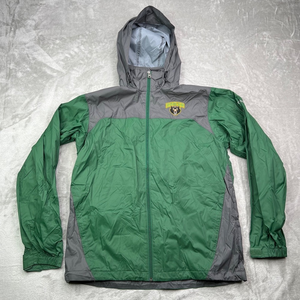Columbia Baylor Bears Windbreaker Jacket Mens Medium Green Gray Full Zip NCAA